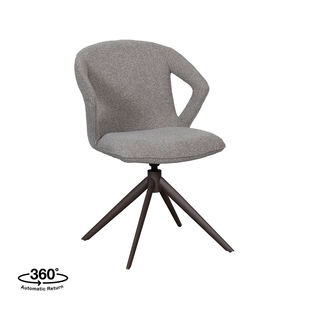 LABEL51 Eetkamerstoelen Zurich - Mushroom - Boucle - Brons Metalen Frame