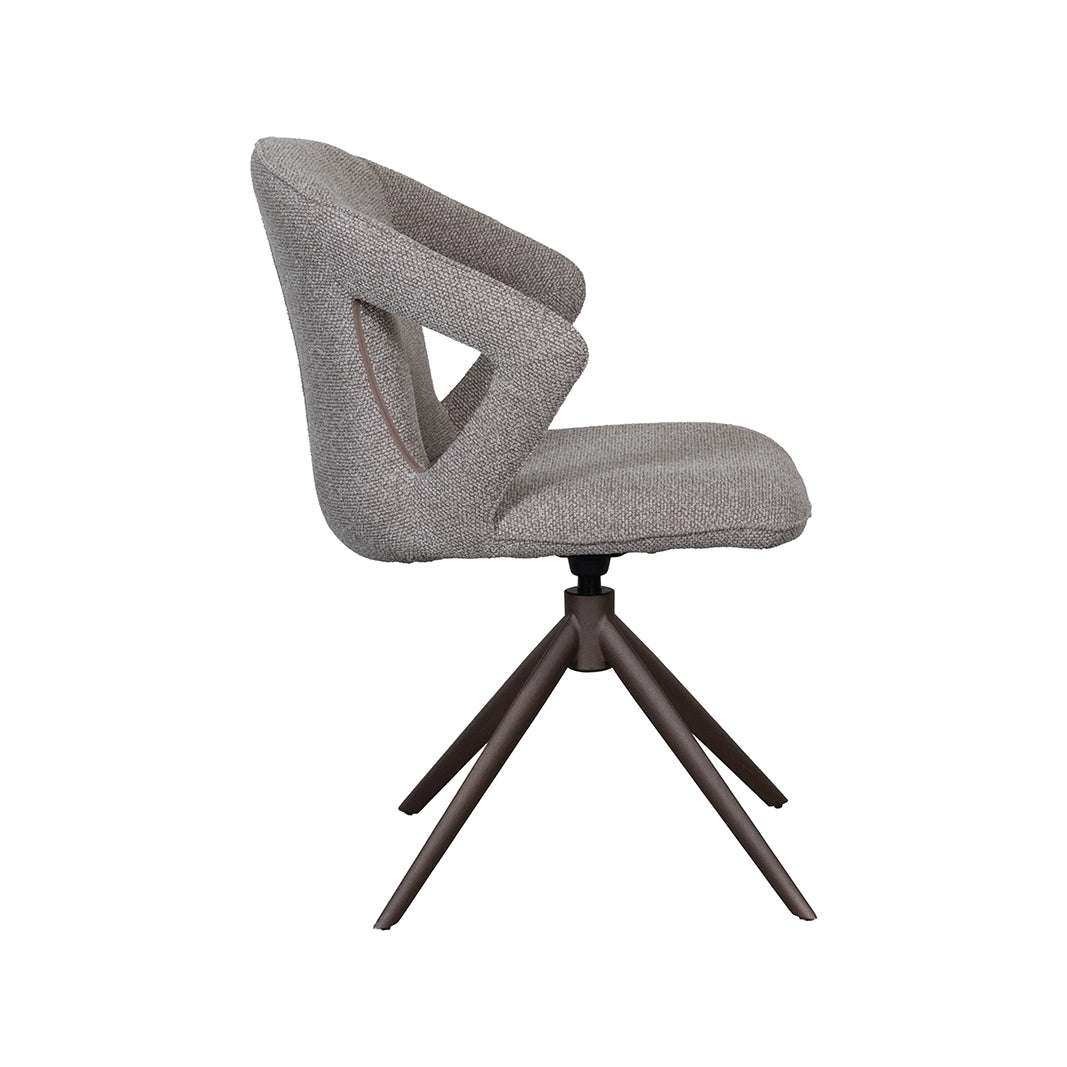 LABEL51 Eetkamerstoelen Zurich - Mushroom - Boucle - Brons Metalen Frame