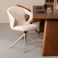 LABEL51 Eetkamerstoelen Zurich - Naturel - Boucle - Taupe Metalen Frame