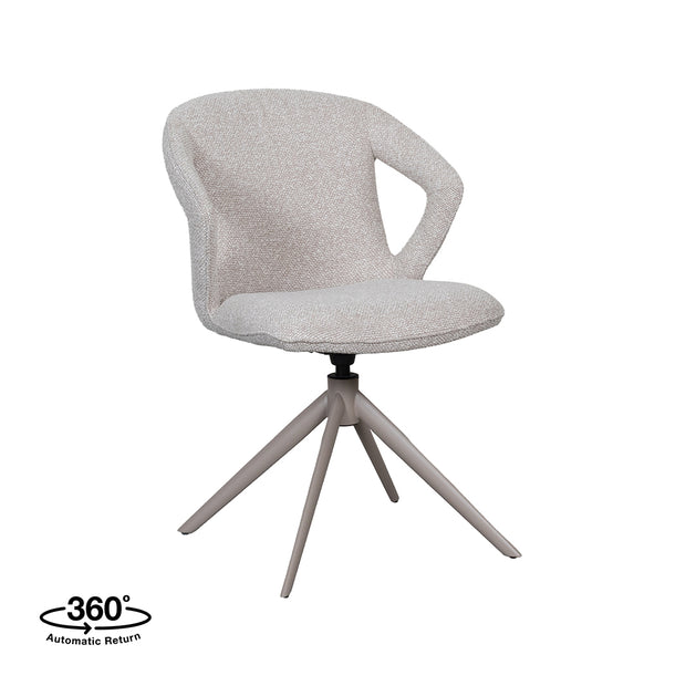 LABEL51 Eetkamerstoelen Zurich - Naturel - Boucle - Taupe Metalen Frame