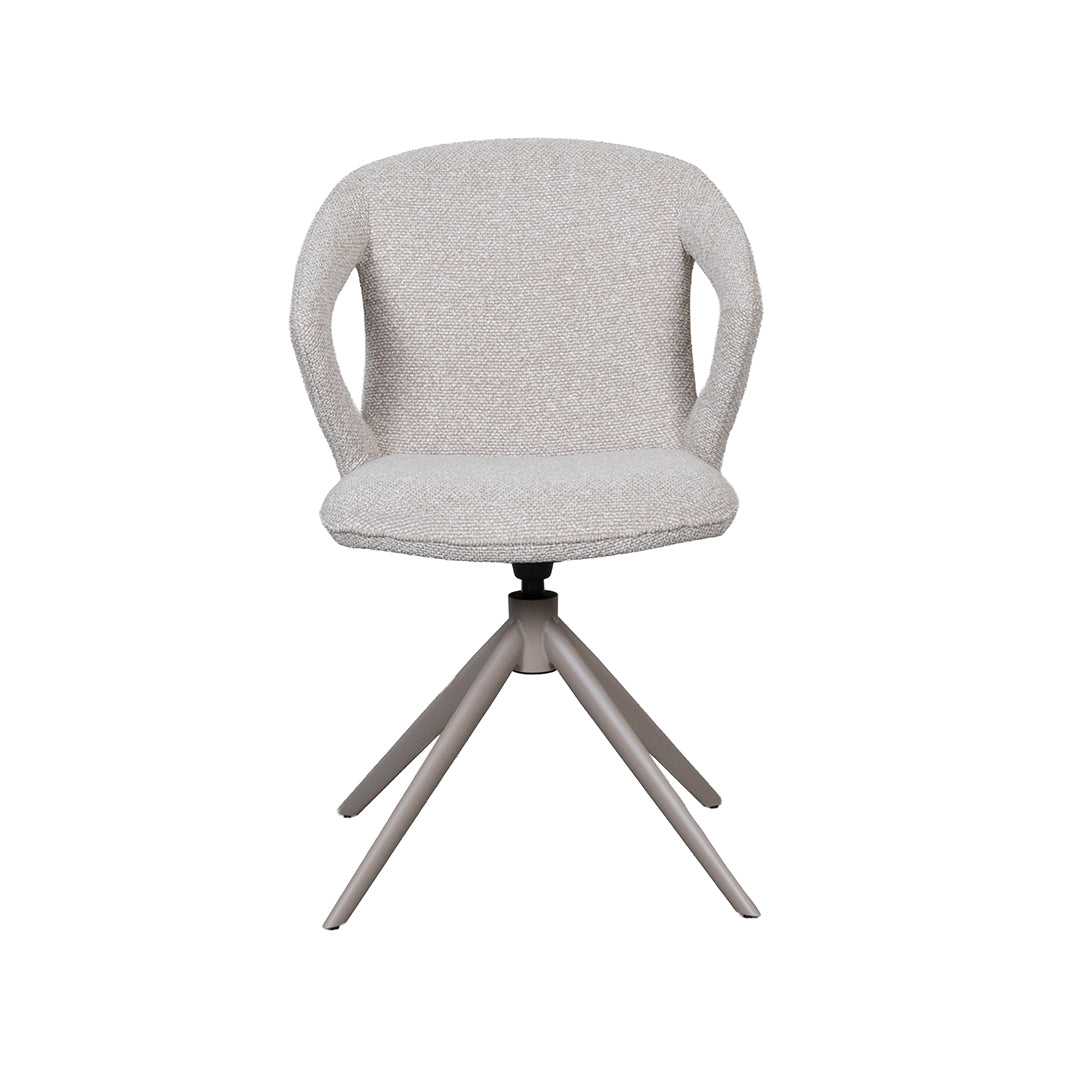 LABEL51 Eetkamerstoelen Zurich - Naturel - Boucle - Taupe Metalen Frame