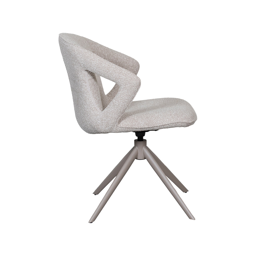 LABEL51 Eetkamerstoelen Zurich - Naturel - Boucle - Taupe Metalen Frame