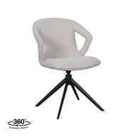 LABEL51 Eetkamerstoelen Zurich - Naturel - Boucle - Zwart Metalen Frame