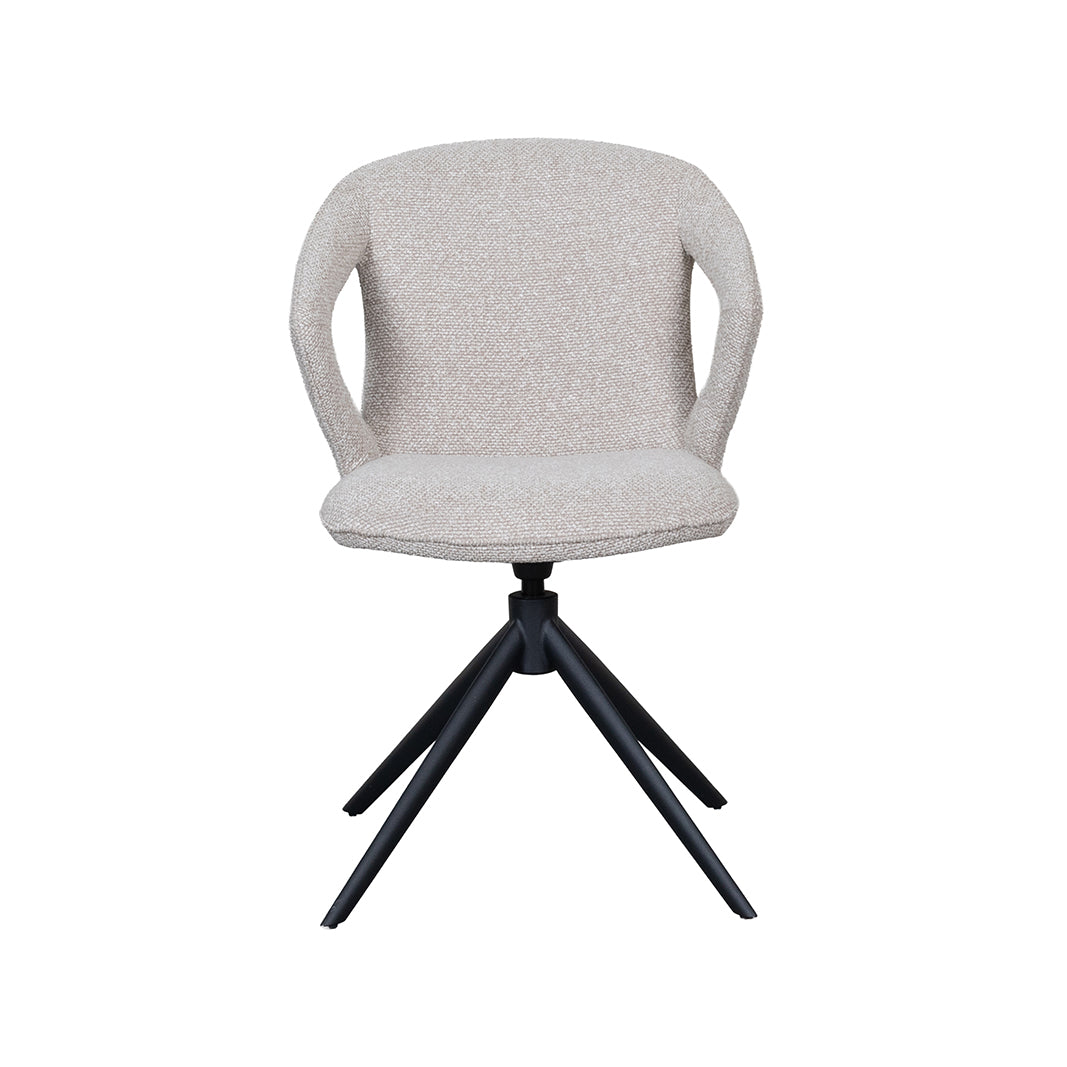 LABEL51 Eetkamerstoelen Zurich - Naturel - Boucle - Zwart Metalen Frame