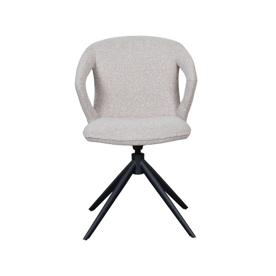 LABEL51 Eetkamerstoelen Zurich - Naturel - Boucle - Zwart Metalen Frame
