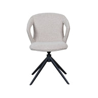 LABEL51 Eetkamerstoelen Zurich - Naturel - Boucle - Zwart Metalen Frame