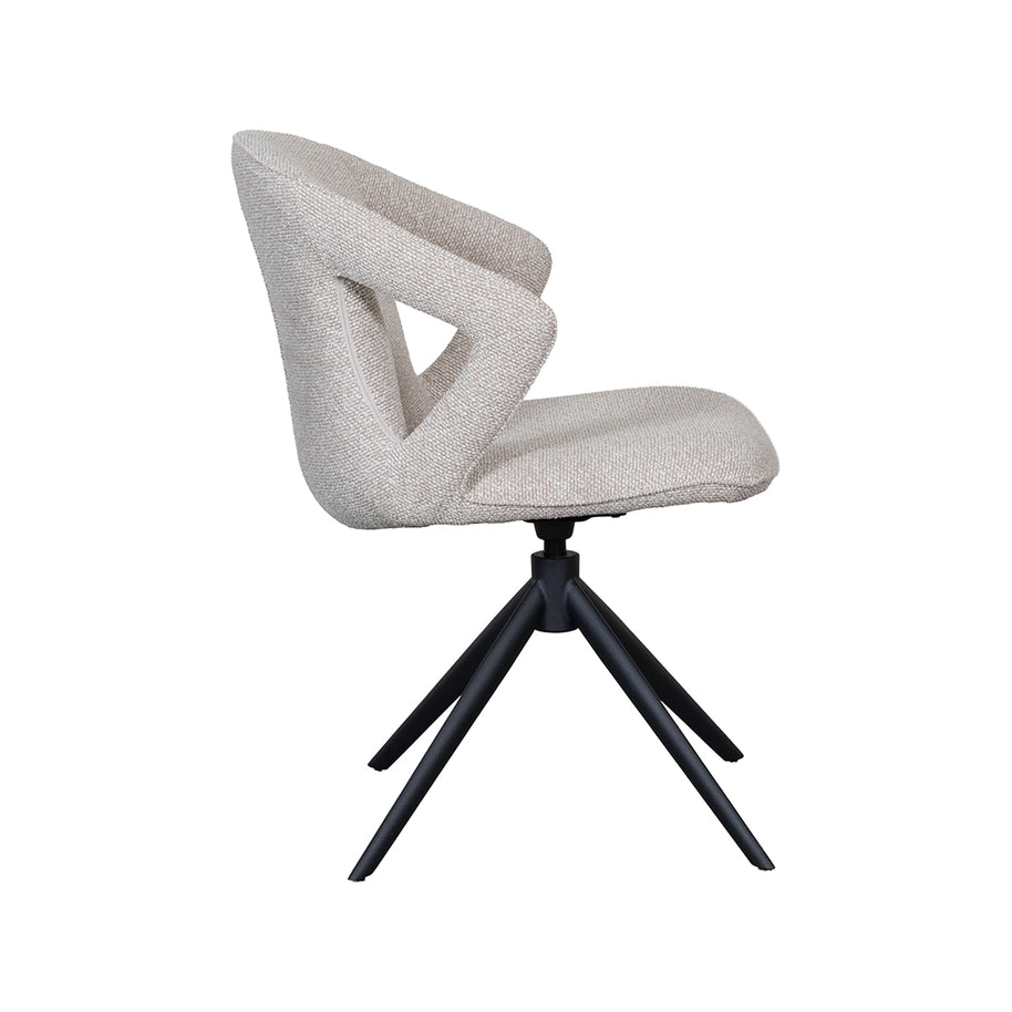 LABEL51 Eetkamerstoelen Zurich - Naturel - Boucle - Zwart Metalen Frame