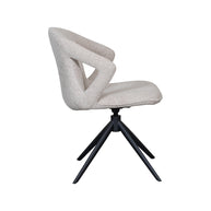 LABEL51 Eetkamerstoelen Zurich - Naturel - Boucle - Zwart Metalen Frame