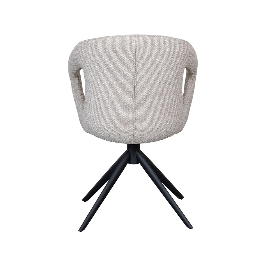 LABEL51 Eetkamerstoelen Zurich - Naturel - Boucle - Zwart Metalen Frame