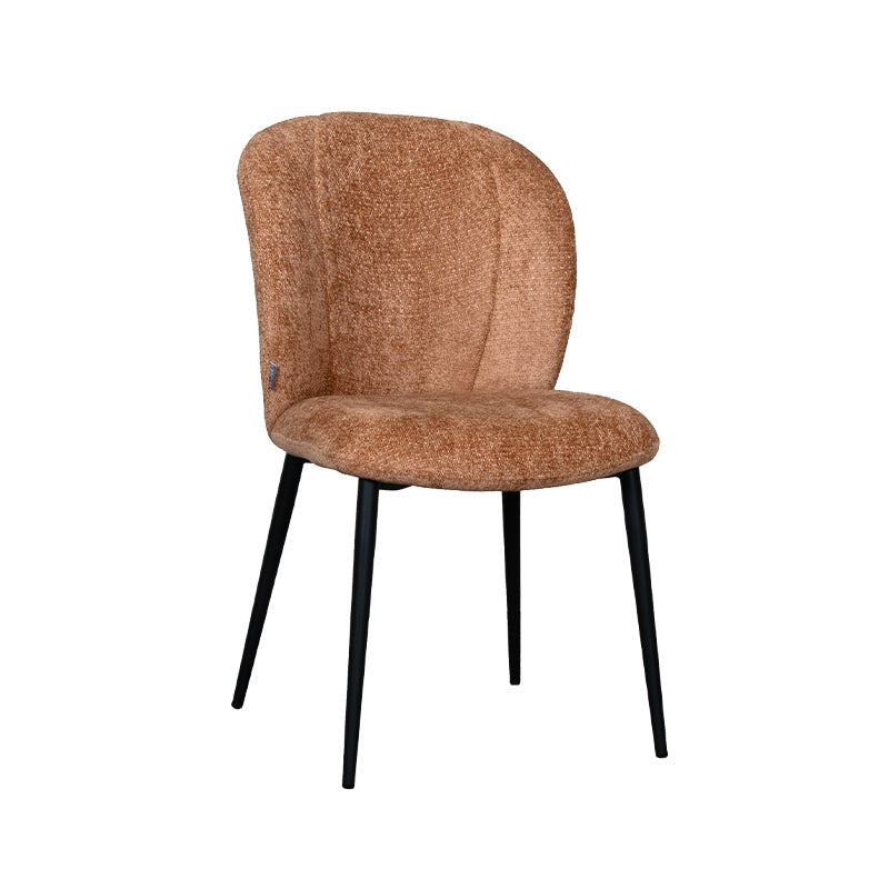 LABEL51 Eetkamerstoelen Vino - Cognac - Chenille - Zwart Metalen Frame