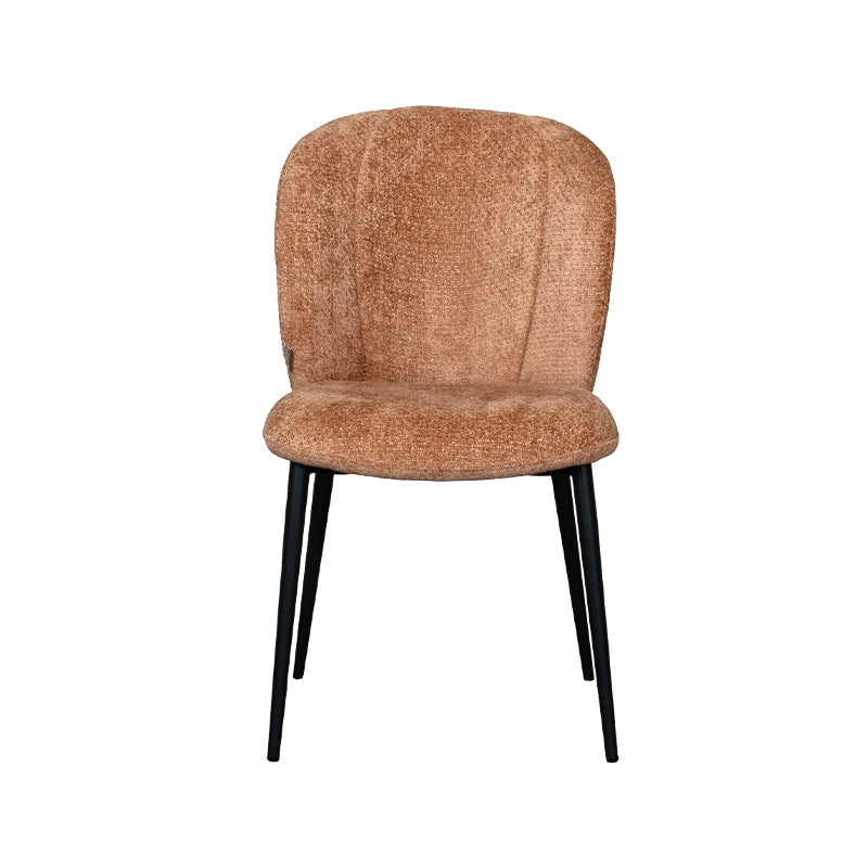 LABEL51 Eetkamerstoelen Vino - Cognac - Chenille - Zwart Metalen Frame
