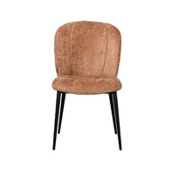 LABEL51 Eetkamerstoelen Vino - Cognac - Chenille - Zwart Metalen Frame