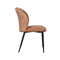 LABEL51 Eetkamerstoelen Vino - Cognac - Chenille - Zwart Metalen Frame