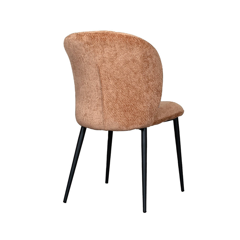 LABEL51 Eetkamerstoelen Vino - Cognac - Chenille - Zwart Metalen Frame