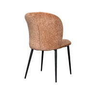 LABEL51 Eetkamerstoelen Vino - Cognac - Chenille - Zwart Metalen Frame