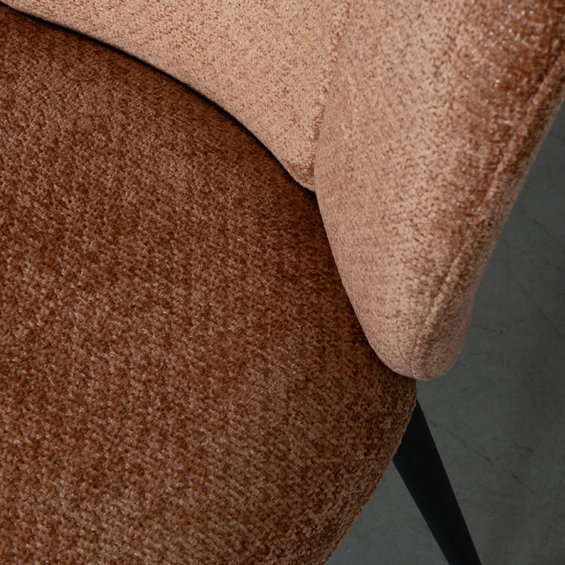 LABEL51 Eetkamerstoelen Vino - Cognac - Chenille - Zwart Metalen Frame