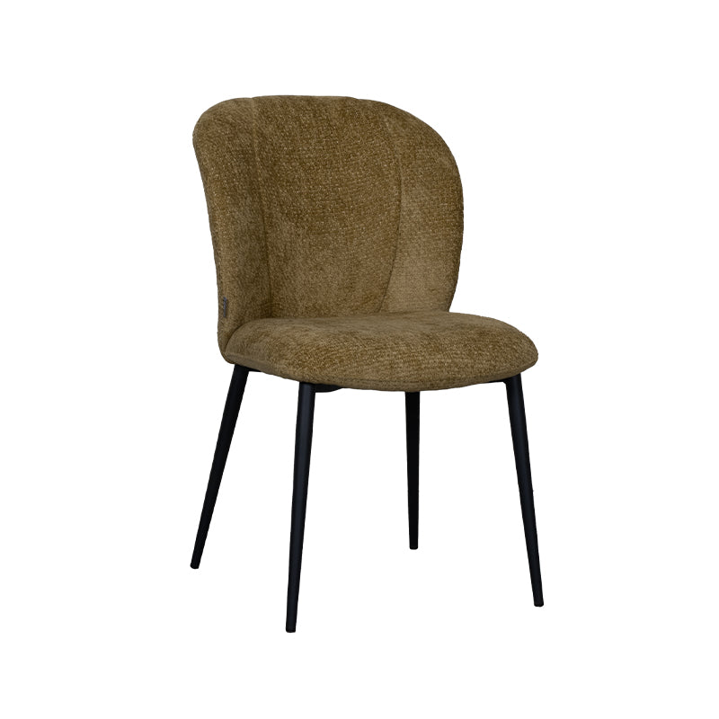 LABEL51 Eetkamerstoelen Vino - Mustard - Chenille - Zwart Metalen Frame
