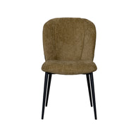 LABEL51 Eetkamerstoelen Vino - Mustard - Chenille - Zwart Metalen Frame
