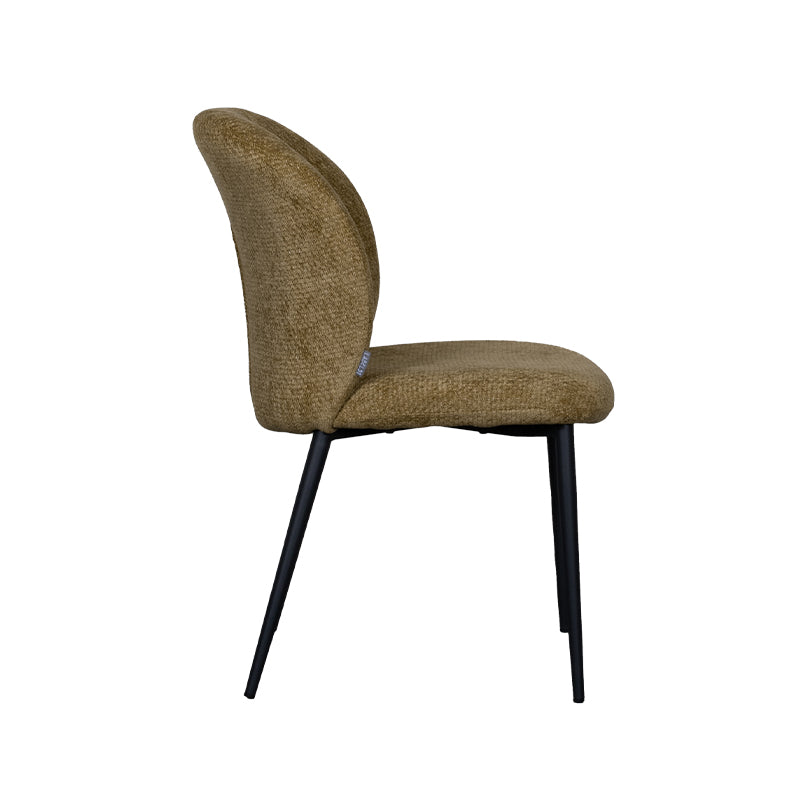 LABEL51 Eetkamerstoelen Vino - Mustard - Chenille - Zwart Metalen Frame