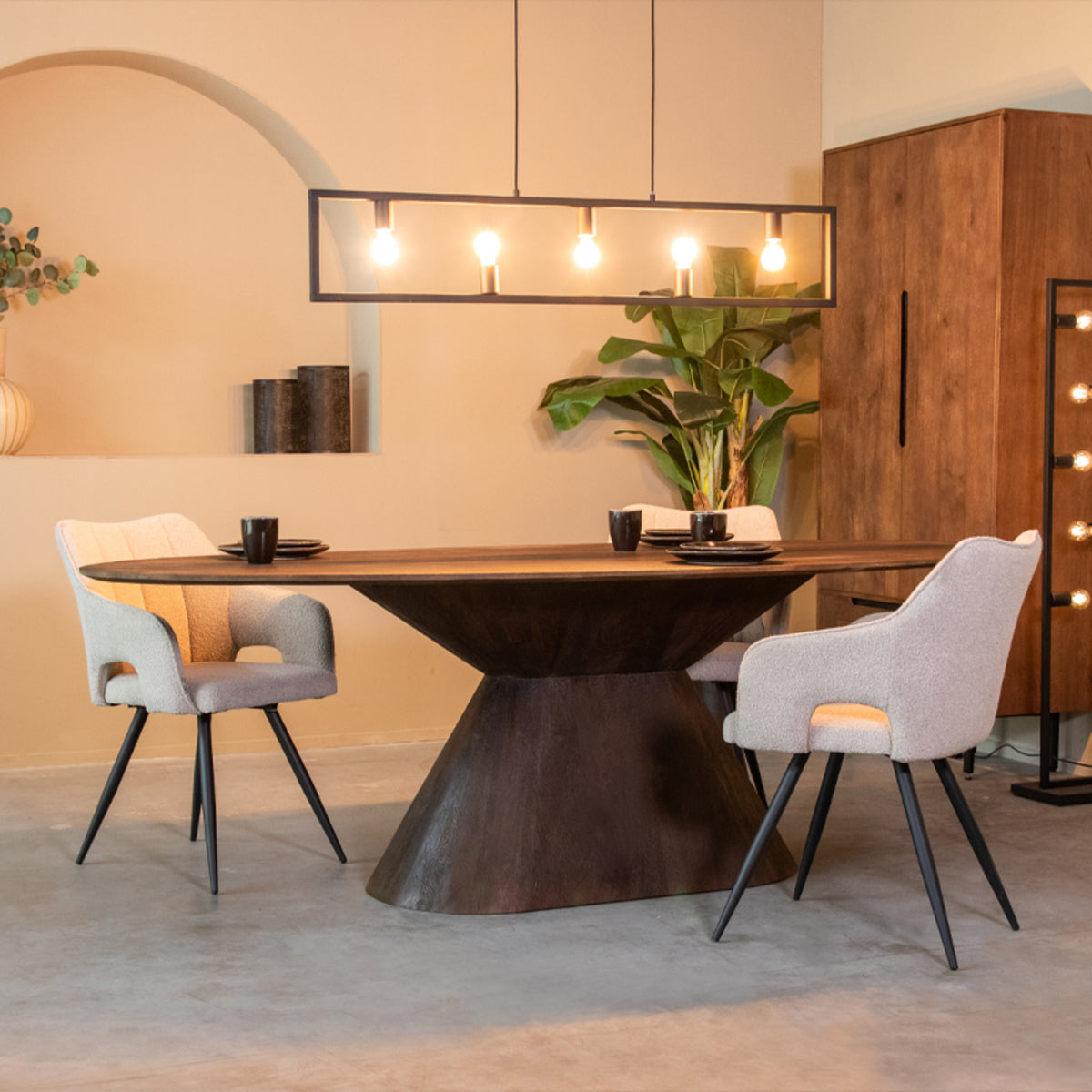 LABEL51 Eetkamertafels Jagger - Espresso - Mangohout - 240 cm - Ovaal
