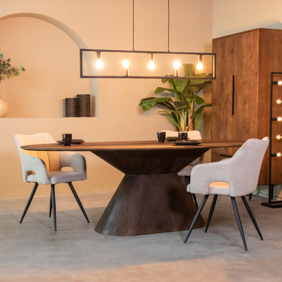 LABEL51 Eetkamertafels Jagger - Espresso - Mangohout - 240 cm - Ovaal