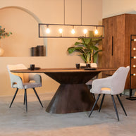 LABEL51 Eetkamertafels Jagger - Espresso - Mangohout - 240 cm - Ovaal