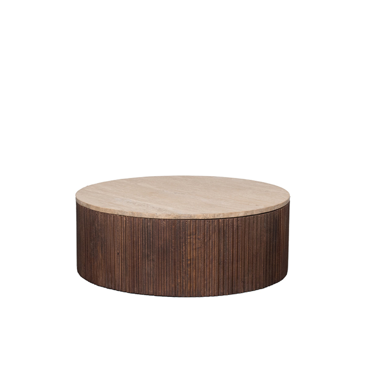LABEL51 Salontafels Ribble - Espresso - Travertin - 70 cm - Rond