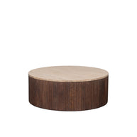 LABEL51 Salontafels Ribble - Espresso - Travertin - 70 cm - Rond