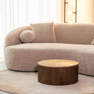 LABEL51 Salontafels Ribble - Espresso - Travertin - 50 cm - Rond