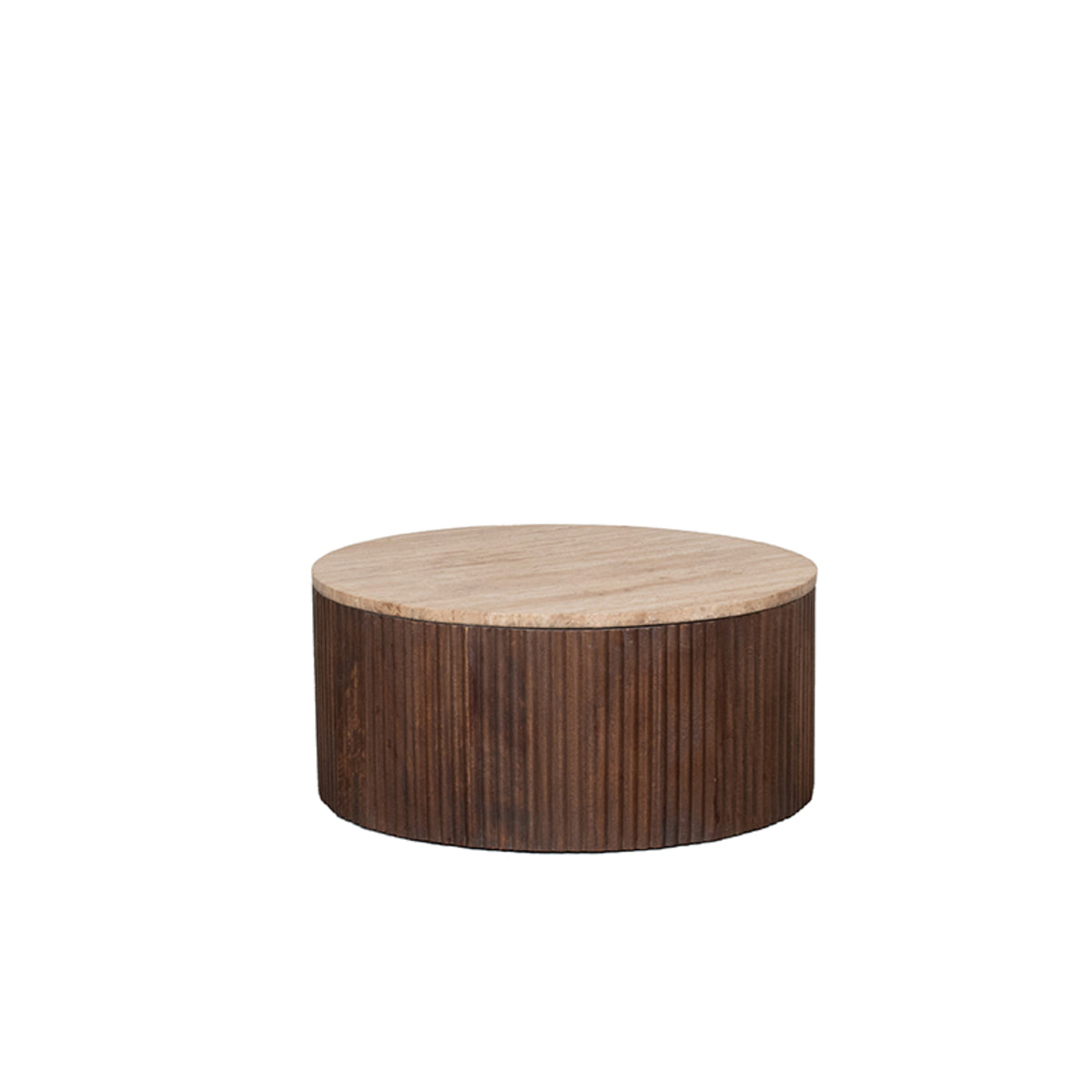 LABEL51 Salontafels Ribble - Espresso - Travertin - 50 cm - Rond