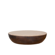 LABEL51 Salontafels Bowl - Espresso - Travertin - 90 cm - Rond