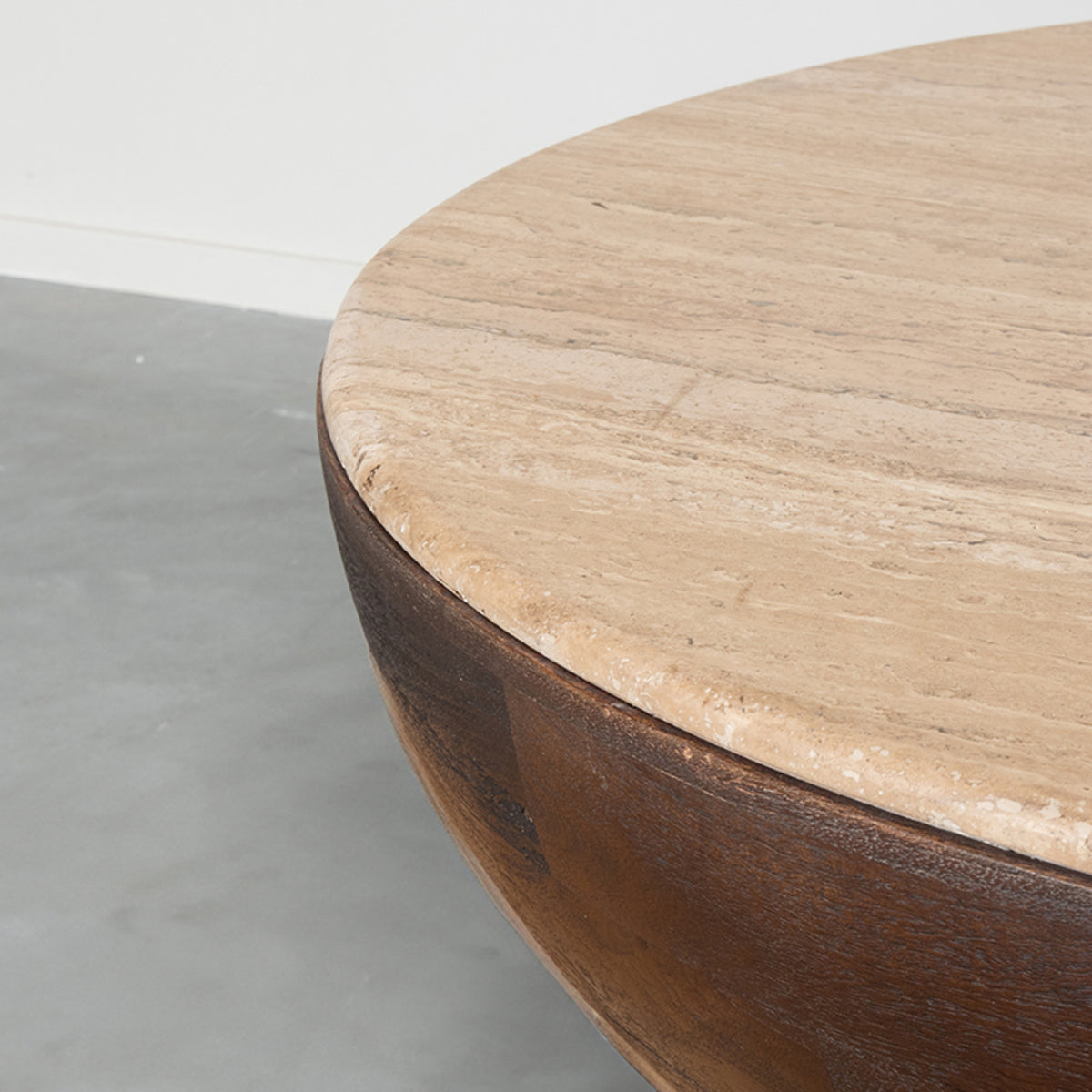 LABEL51 Salontafels Bowl - Espresso - Travertin - 90 cm - Rond