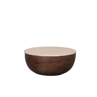 LABEL51 Salontafels Bowl - Espresso - Travertin - 70 cm - Rond