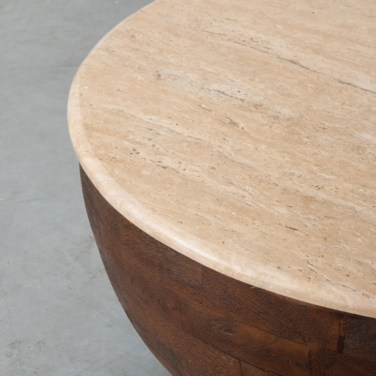 LABEL51 Salontafels Bowl - Espresso - Travertin - 70 cm - Rond