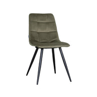 LABEL51 Eetkamerstoelen Bistro - Hunter - Velvet - Zwart Metalen Frame
