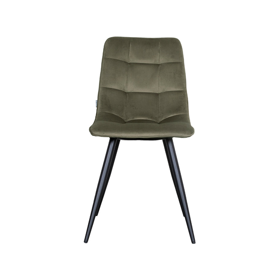 LABEL51 Eetkamerstoelen Bistro - Hunter - Velvet - Zwart Metalen Frame