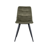 LABEL51 Eetkamerstoelen Bistro - Hunter - Velvet - Zwart Metalen Frame