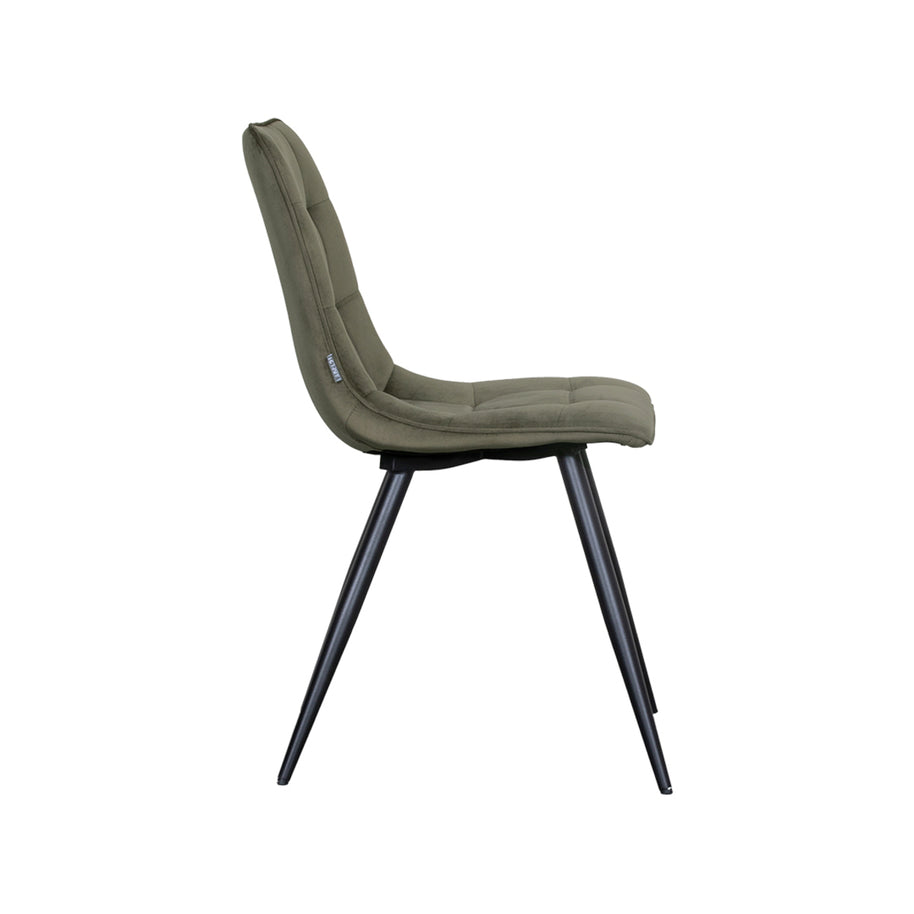LABEL51 Eetkamerstoelen Bistro - Hunter - Velvet - Zwart Metalen Frame