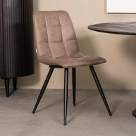 LABEL51 Eetkamerstoelen Bistro - Taupe - Kunstleder - Zwart Metalen Frame