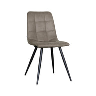 LABEL51 Eetkamerstoelen Bistro - Taupe - Kunstleder - Zwart Metalen Frame