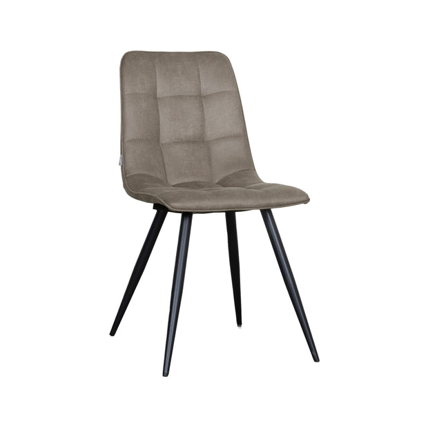 LABEL51 Eetkamerstoelen Bistro - Taupe - Kunstleder - Zwart Metalen Frame