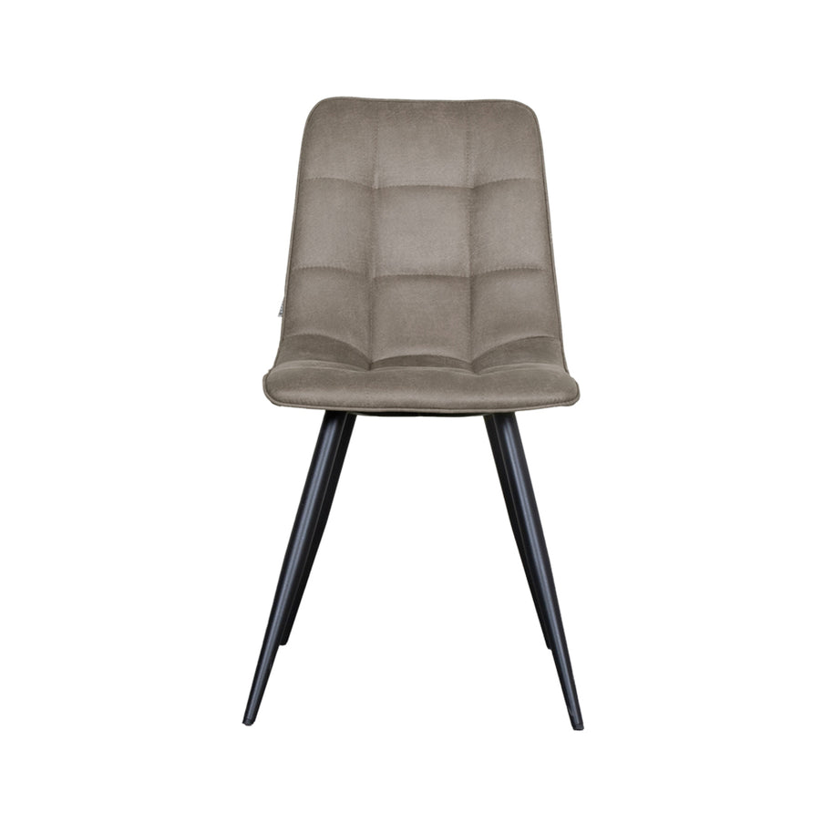LABEL51 Eetkamerstoelen Bistro - Taupe - Kunstleder - Zwart Metalen Frame