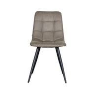 LABEL51 Eetkamerstoelen Bistro - Taupe - Kunstleder - Zwart Metalen Frame