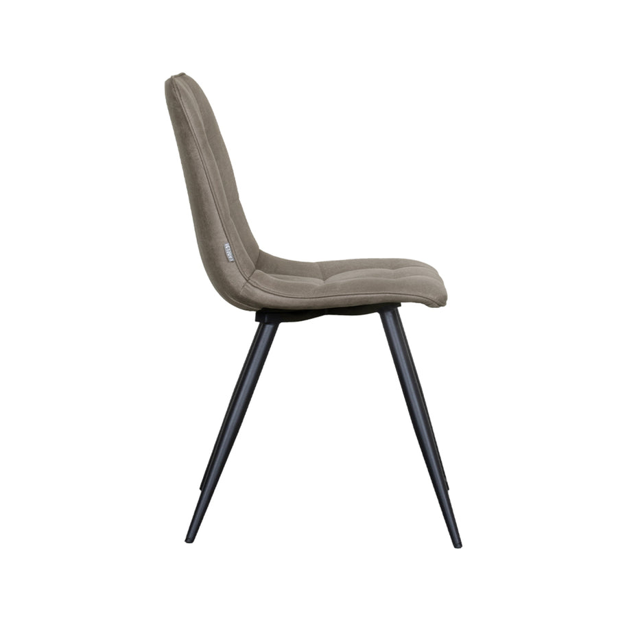 LABEL51 Eetkamerstoelen Bistro - Taupe - Kunstleder - Zwart Metalen Frame