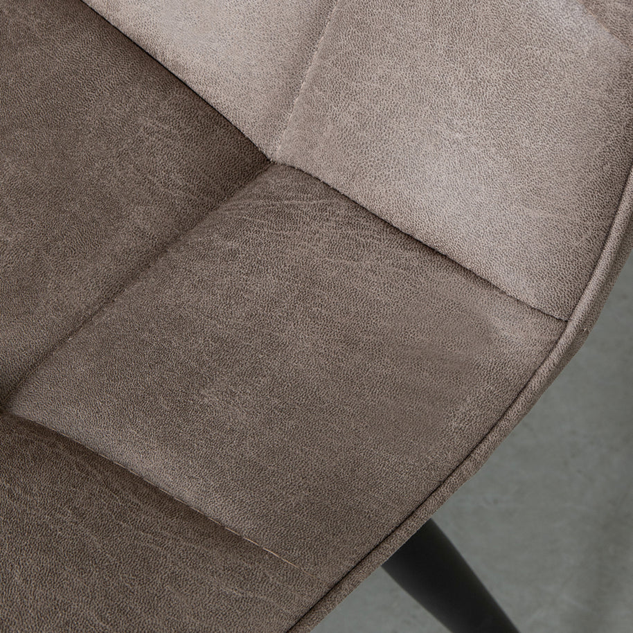 LABEL51 Eetkamerstoelen Bistro - Taupe - Kunstleder - Zwart Metalen Frame