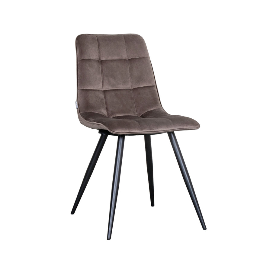 LABEL51 Eetkamerstoelen Bistro - Taupe - Velvet - Zwart Metalen Frame