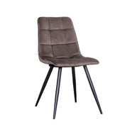LABEL51 Eetkamerstoelen Bistro - Taupe - Velvet - Zwart Metalen Frame