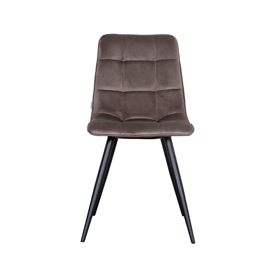 LABEL51 Eetkamerstoelen Bistro - Taupe - Velvet - Zwart Metalen Frame