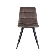 LABEL51 Eetkamerstoelen Bistro - Taupe - Velvet - Zwart Metalen Frame