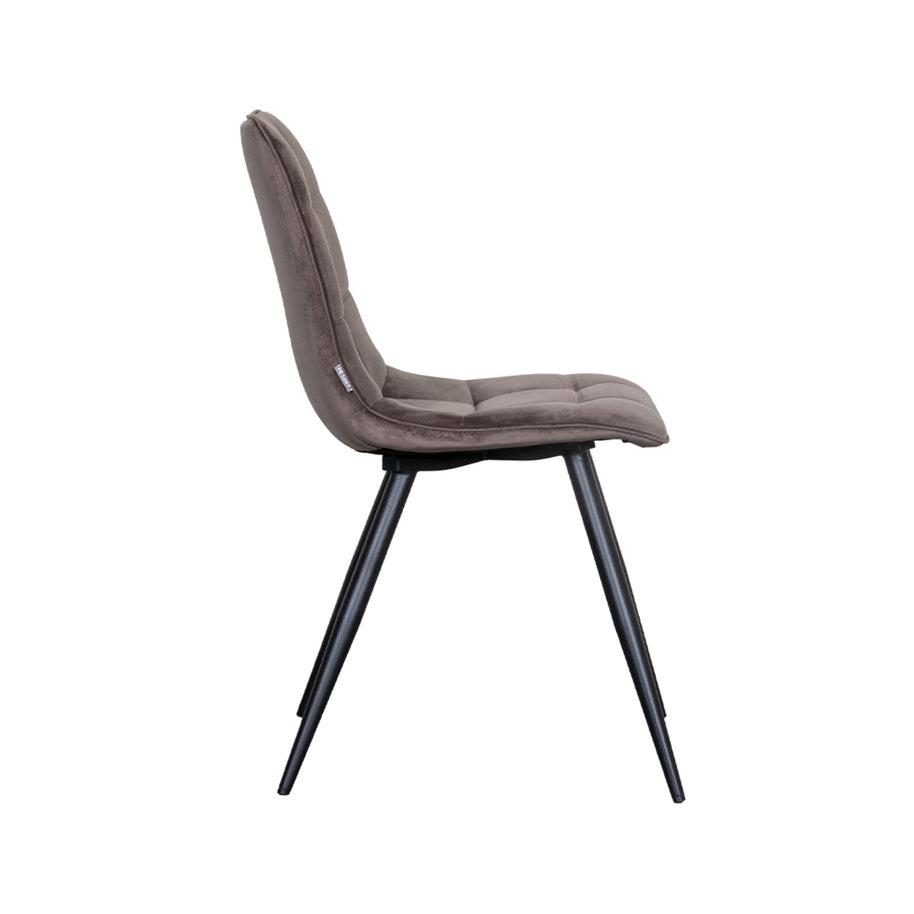 LABEL51 Eetkamerstoelen Bistro - Taupe - Velvet - Zwart Metalen Frame